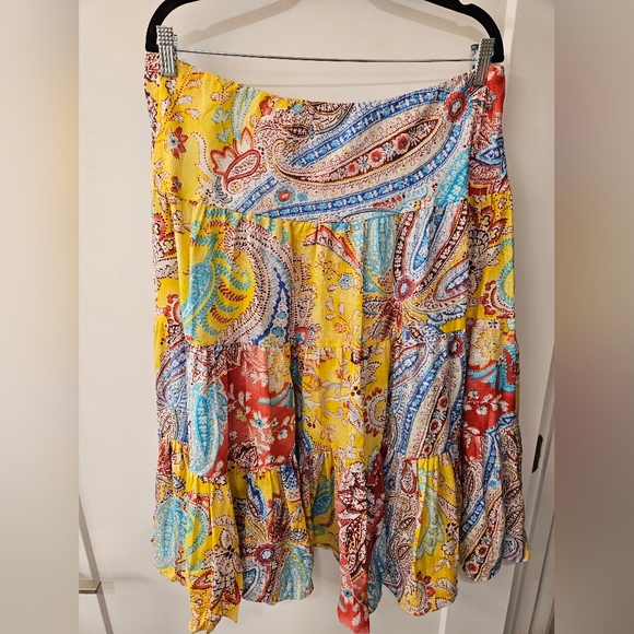 NWT - Linen - Lauren Ralph Lauren Cotton Lined Boho Skirt - Size L - Picture 2 of 8